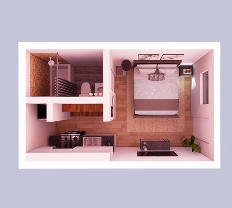 Floor plan for studio, 1 bath, 225 sqft
